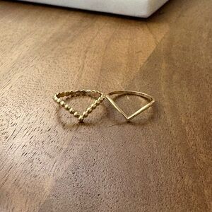 BabyGold 14K solid gold wishbone stacking rings - 7.5